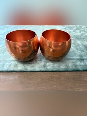 Copper Finish Round Votive Holders - Pair